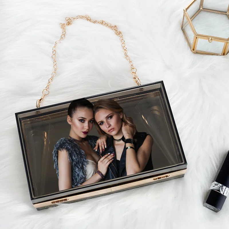 Женский прозрачный клатч на цепочке акриловый роскошный брендовый мессенджер