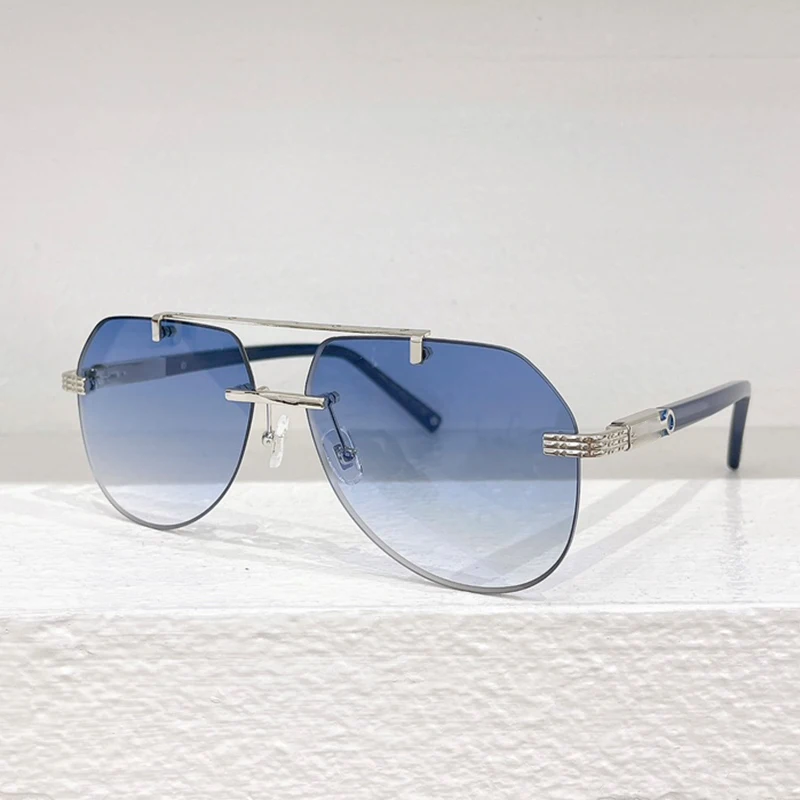 ZI80127 Овальные модные солнцезащитные очки без оправы из титана и ацетата с