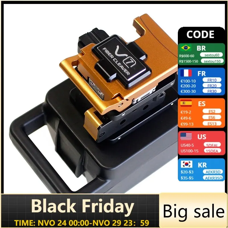 Fiber Optical Cleaver V7 FTTH Cutter Tool High Precision Fiber Optic Cutting Tool 48000 Life Times Send Wrench Cleaning Brush