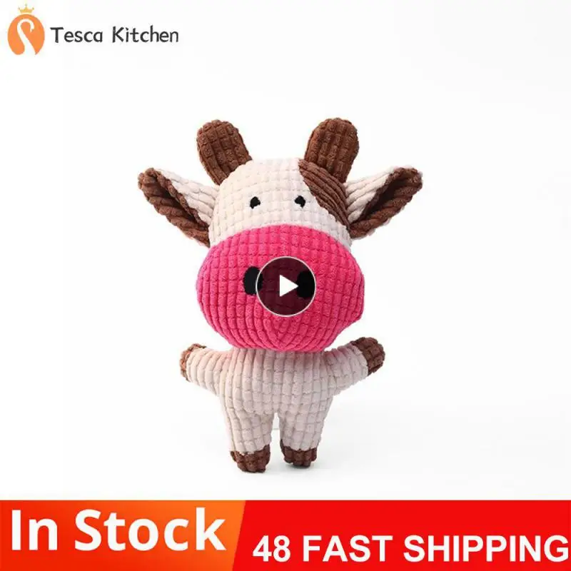 

Chew Squeaky Whistling Cute Plush Toys Squeak Pet Cow Rabbit Soft Squeak Toys Pp Cotton Tooth Grinding Pet Plush Toys Dog Toy