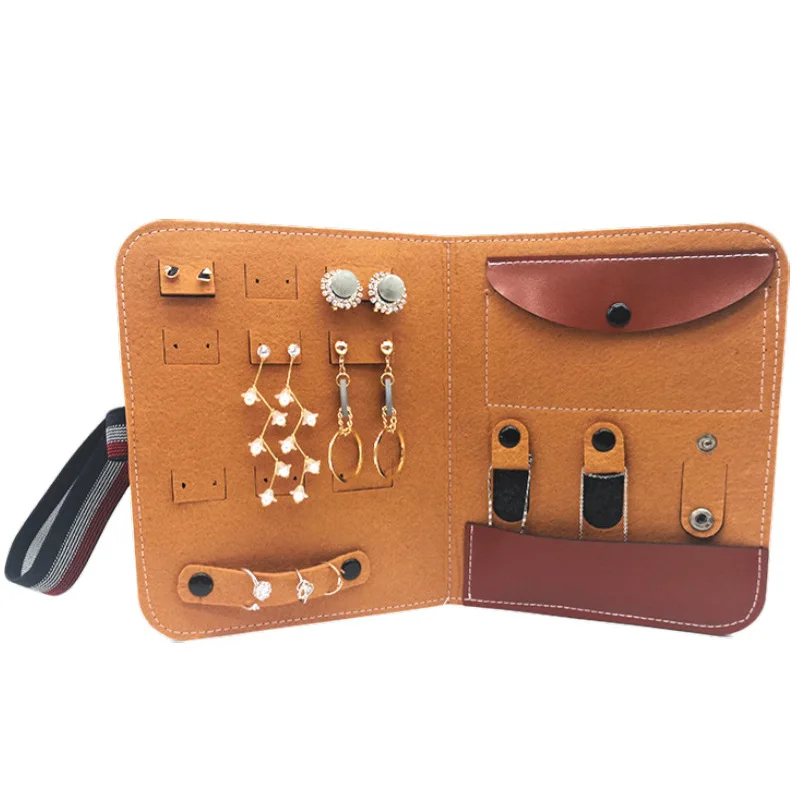 

Портативный органайзер для ювелирных изделий, фетровая сумка для дома и путешествий, современный складной органайзер для колец, серег, цепо...