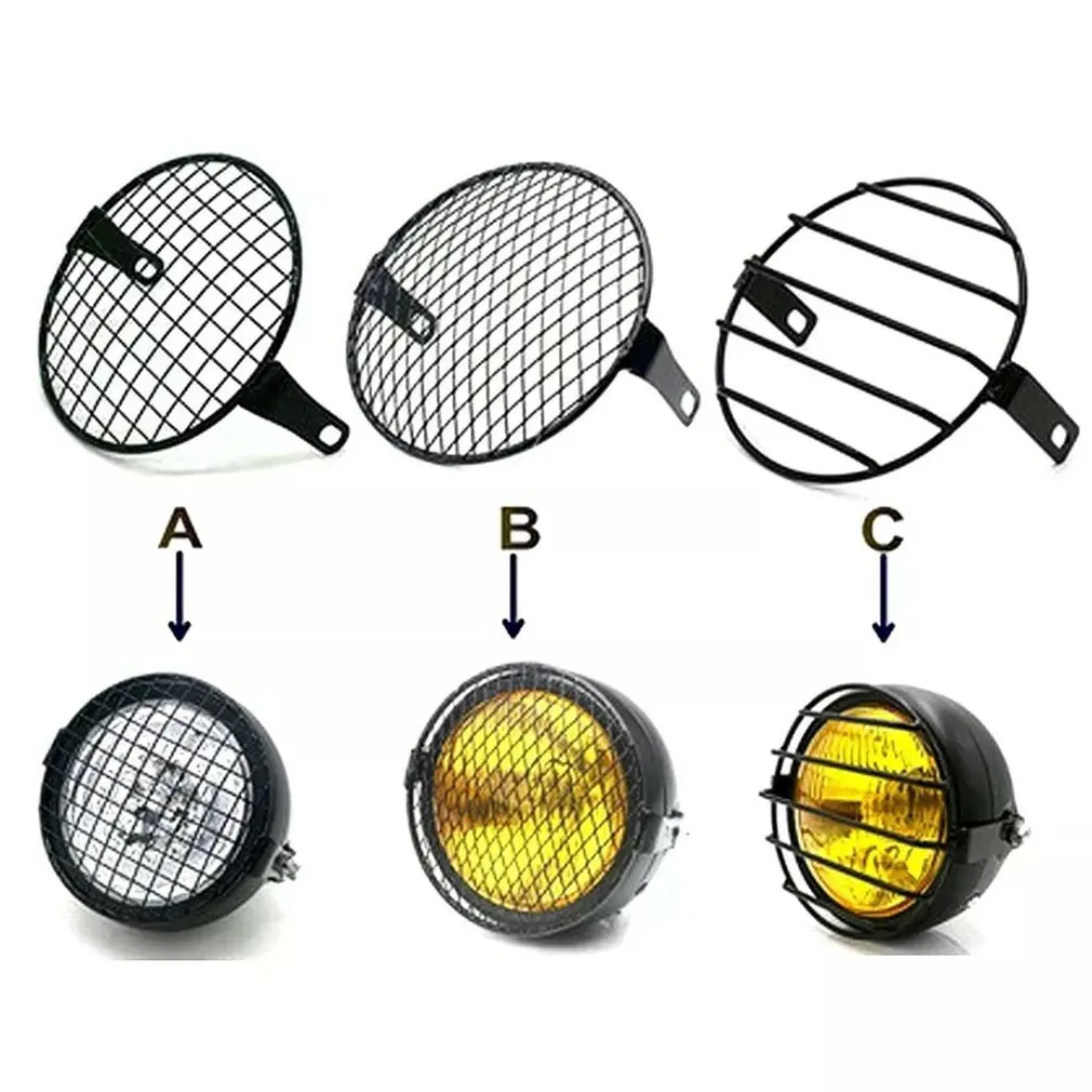 

7 Inch Motorcycle Universal Vintage Headlight Protector Retro Grill Light Lamp Cover Motorcycle Modified Metal Mesh Lampshade