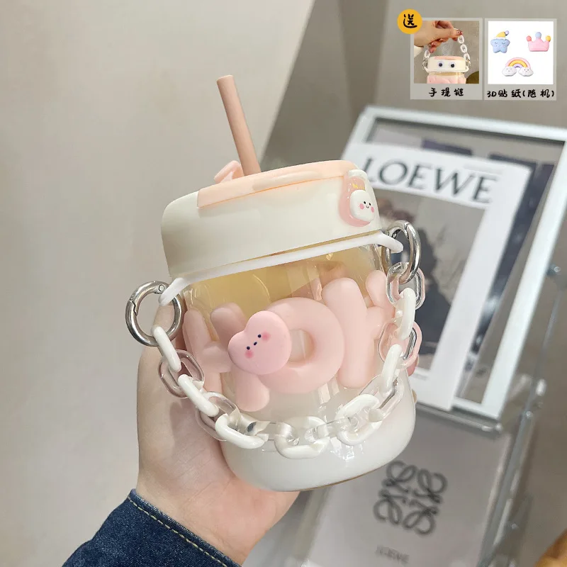 

High Appearance Level Double Drink Coffee Cup Portable Straw Cup Cute New Milk Cup Office Breakfast Cup Household Screw Straw