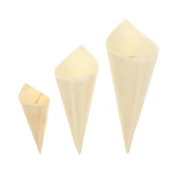 50pcs disposable wood appetizer cones biodegradable cone veneer roll disposable ice cream cone packaging container candy cup