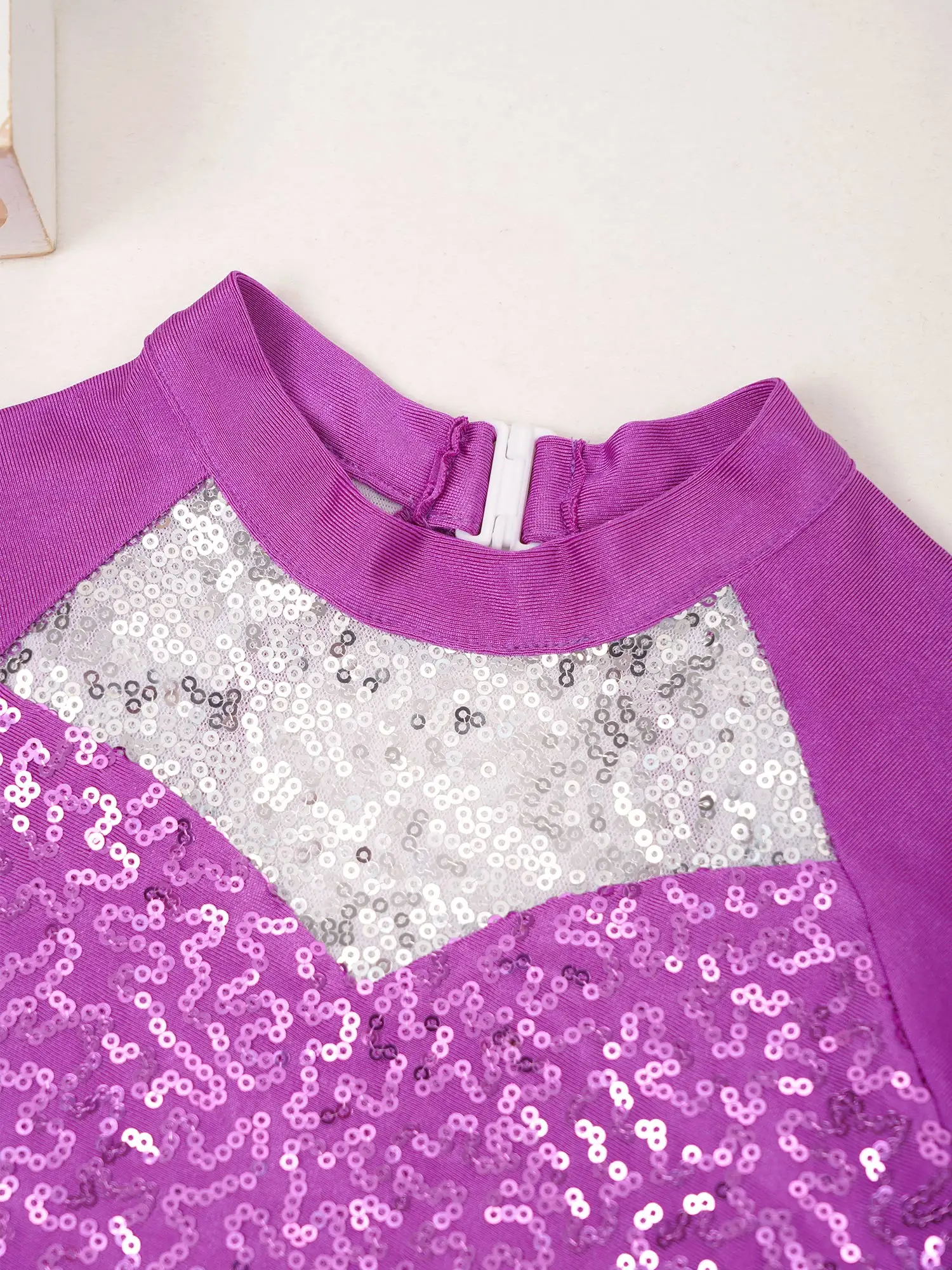 Детское балетное трико с блестками длинным рукавом