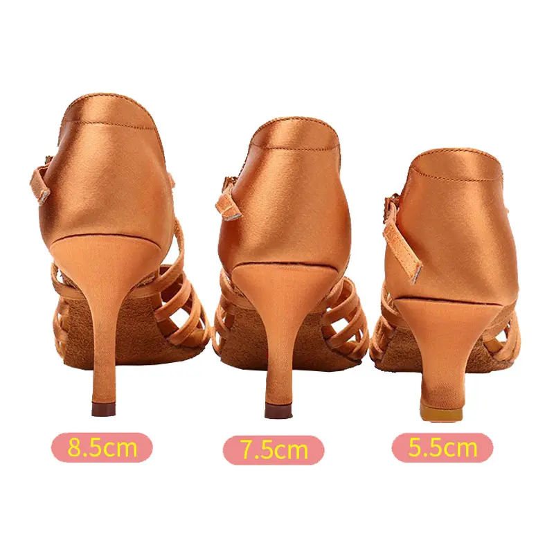 Women's Shoes Latin Dance Sports Salsa Jazz Tango Ladies Dance Shoes High Heels Skin-friendly Sweaty Satin Skin White Sandals