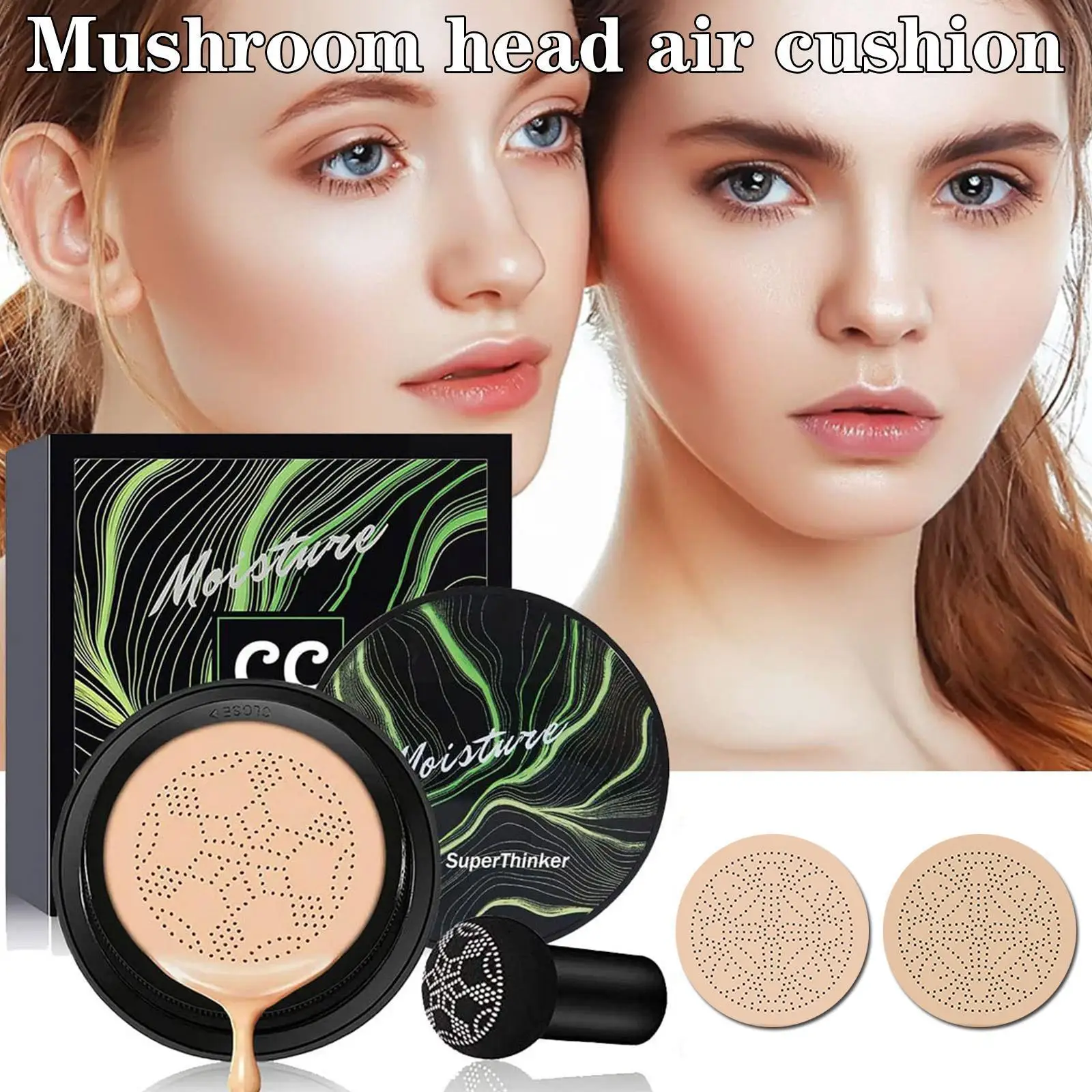 

Ocheal BB Cream Cushion Compact Make Up Foundation Concealer Cream For Face Cosmetics Makeup Mushroom Head Puff S5L9