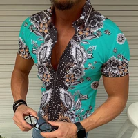 men summer shirt social tee hawaiian shirt male ethnic print stand tops short sleeve loose high quality casual stranger things