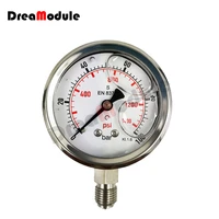 ybf60 vacuum pressure gauge 100 bar double scale pressure gauge all stainless steel case oil filled pressure gauge