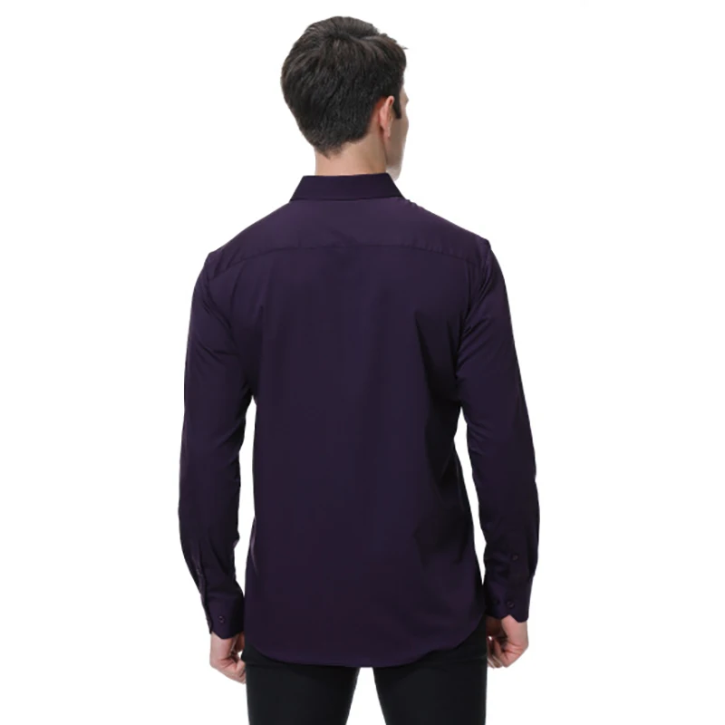 Parklees Purple Color Bamboo Shirt for Men 2022 Brand New Slim Fit Non Iron Casual Shirt Party Wedding Banquet Dress Shirt Homme