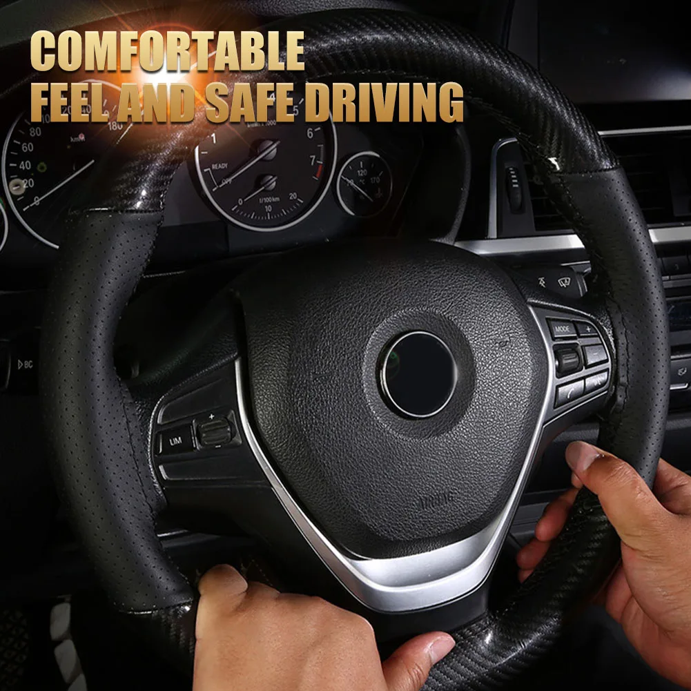 

Universal Steering Wheel Cover DIY Braid 38cm Ultra-thin Non-slip Breathable Steering Wheel Protector Car Interior Accessories