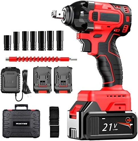 

MAX Cordless Wrench Kit, 1/2" Brushless Compact Wrench Power Kit, TWO 4.0AH Li-ion , 7Pcs Driver Sockets, Fast Charger, B