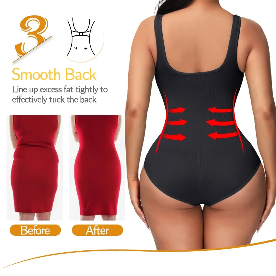 Tummy Control Shapewear Bodysuit for Women Slimming V-Neck Body Shaper Underwear Waist Trainer Bodysuit Body Briefer