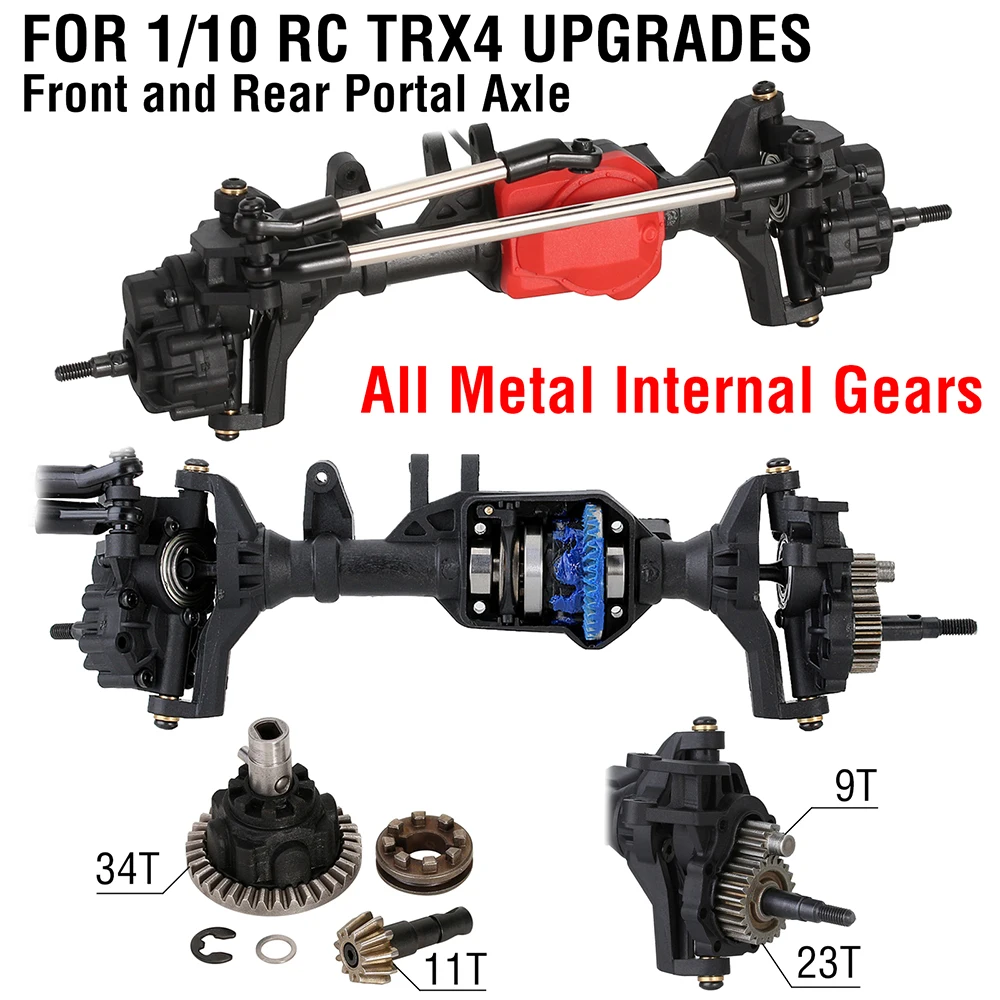 

RC Portal Axles 1/10 Front and Rear axle with T-lock Differential for Traxxas TRX-4 Axle RC Crawler Climbing Car Upgrades Parts