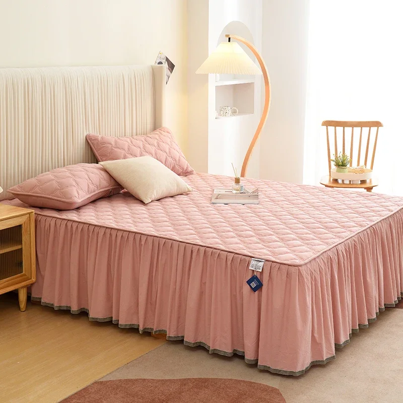 Толстая хлопковая юбка с воланами двуспальные простыни стеганое покрывало