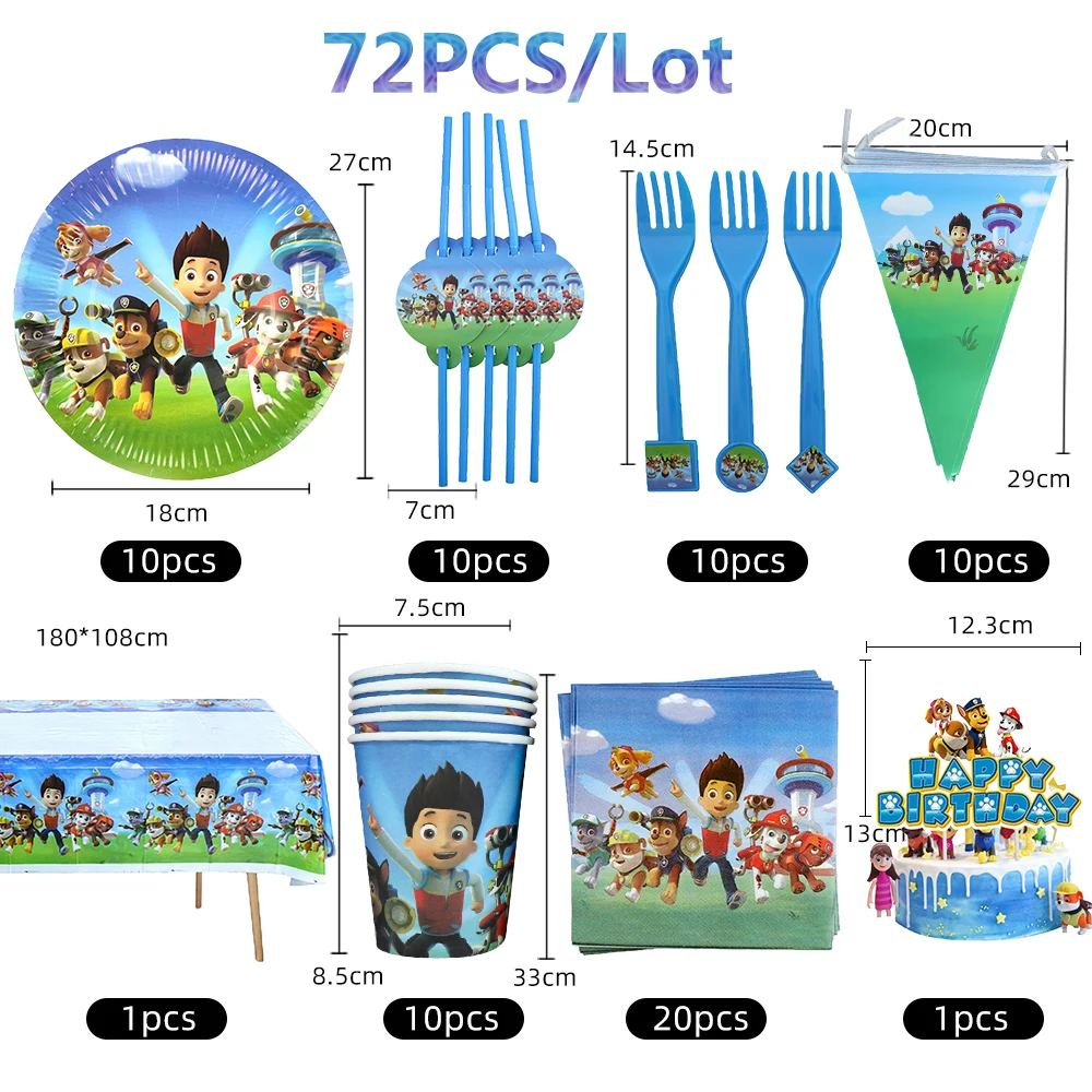 

10People Paw Dogs Patrol Birthday Party Decoration Balloons Set Cartoon Baby Shower Party Tableware Toy Child Birthday Gift