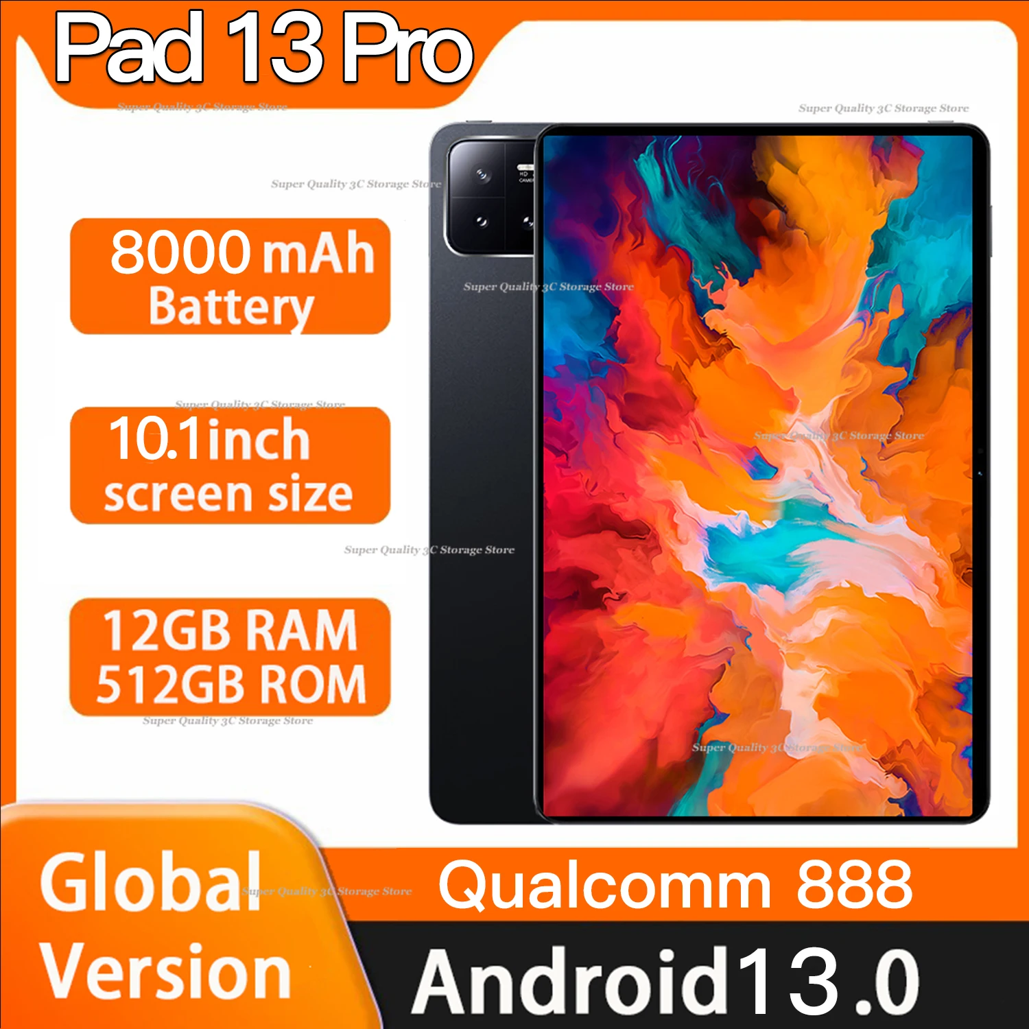 

Планшет 13 Pro, 10,1 дюйма, 12 + 888 ГБ, 512 Гц, 120 К, Android