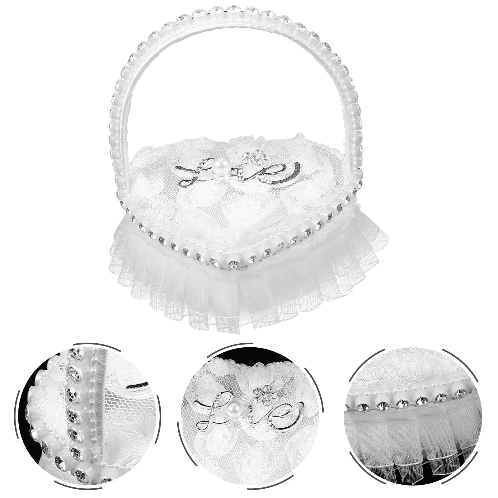 

Lace Ring Pillow Wedding Rings Holder Lacering Heart-shape Bridal Cushion Romantic Jewelry Stand