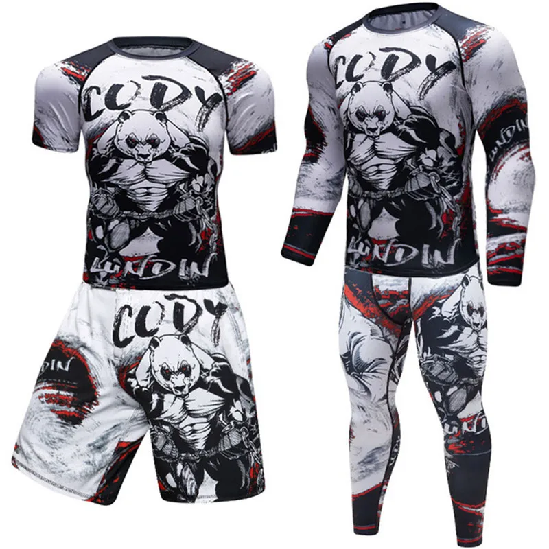 

Brand Compression Men's Sports Suits Quick Dry MMA Boxing Jerseys Shirt Jogger Training Men Gym Fitness T-shirt Tracksuits Sets