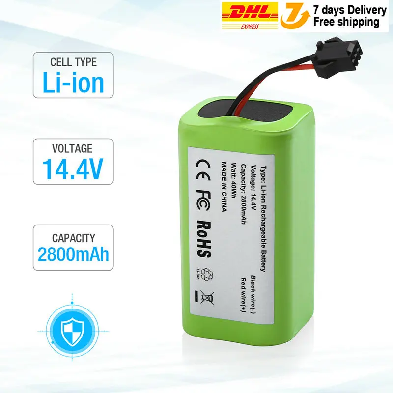 

14.4V 2600mAh 18650 Replacement Li-ion Battery for Conga Excellence 990 1090 Ecovacs Deebot N79S N79 Eufy Robovac 11S 12 15C