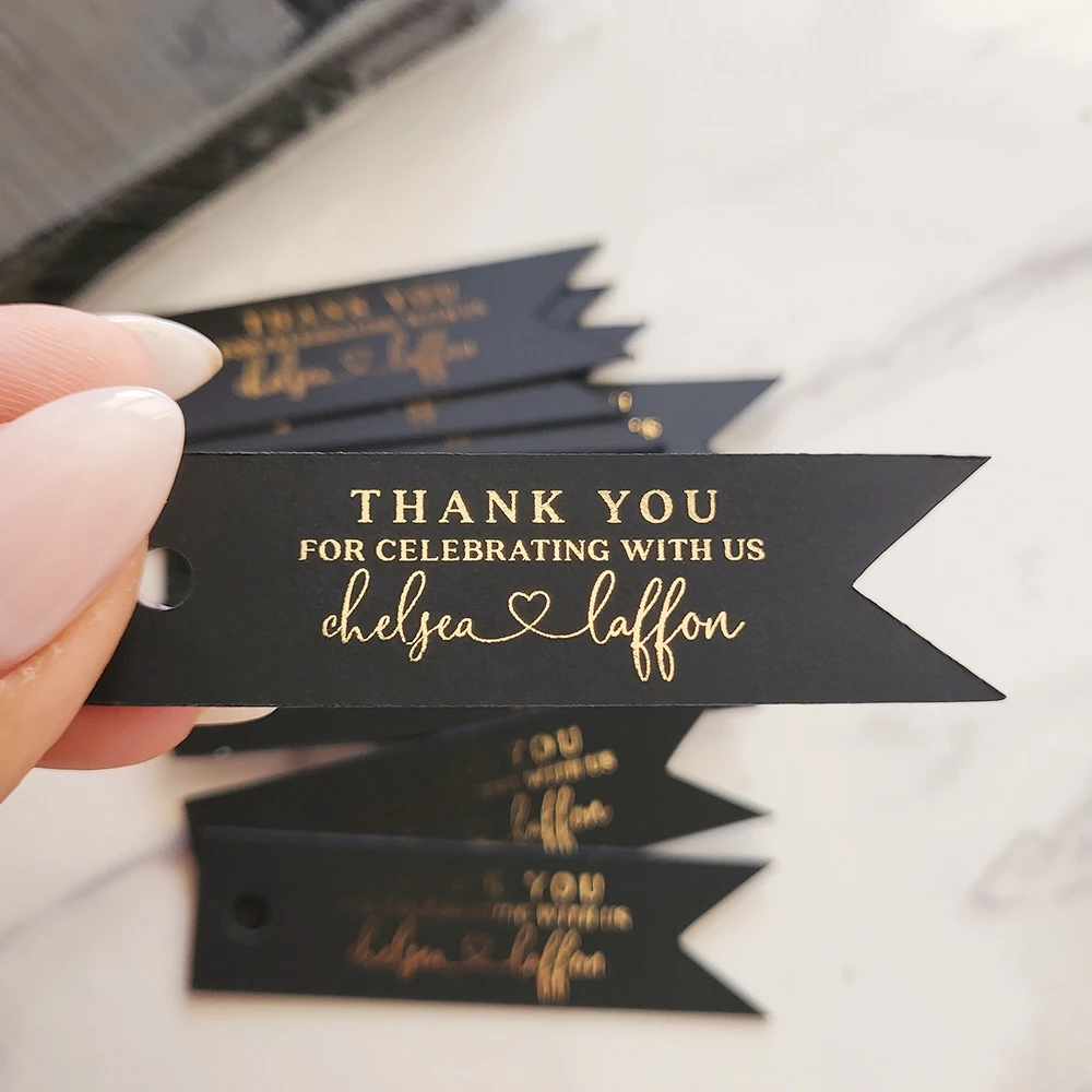 

50pcs Custom Wedding Thank You Gift Tags for Guests Personalized Wedding Favor Label for Baby Shower Bridal Party