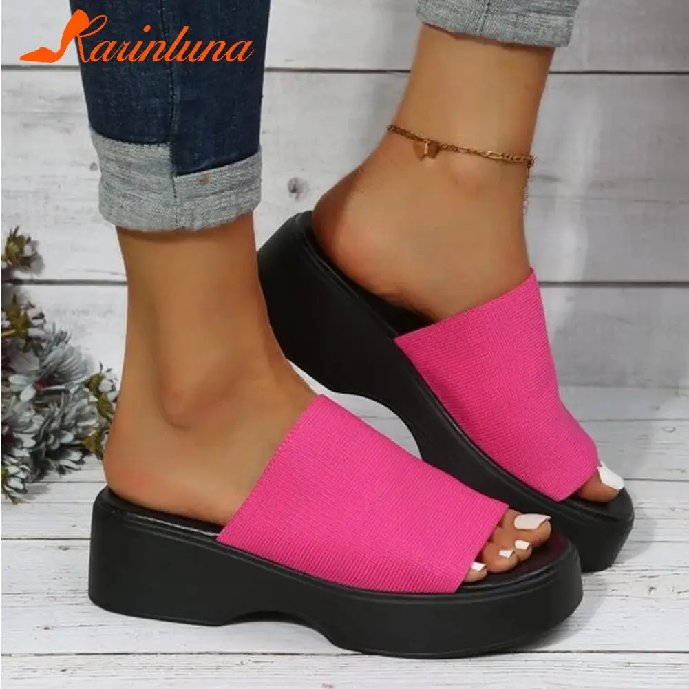 Wedge Heeled Women's Slippers 2023 European Style Comfy Walking  Beach Sandal Summer Outside Simply Lady Slippers Plus Size 43