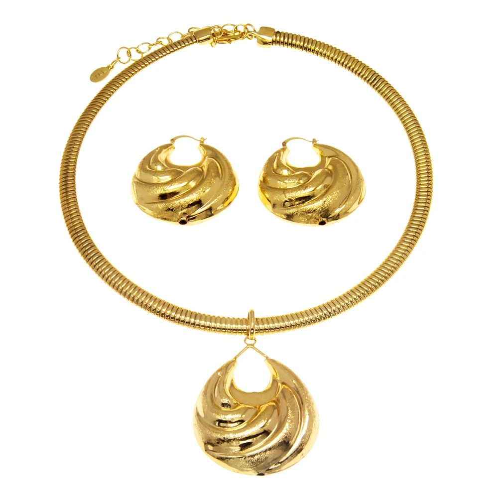 

Earrings Necklaces Gold Plated Jewelry Dubai 18k Women Simple Necklaces Fashion Styles Free Shipping Big Earrings
