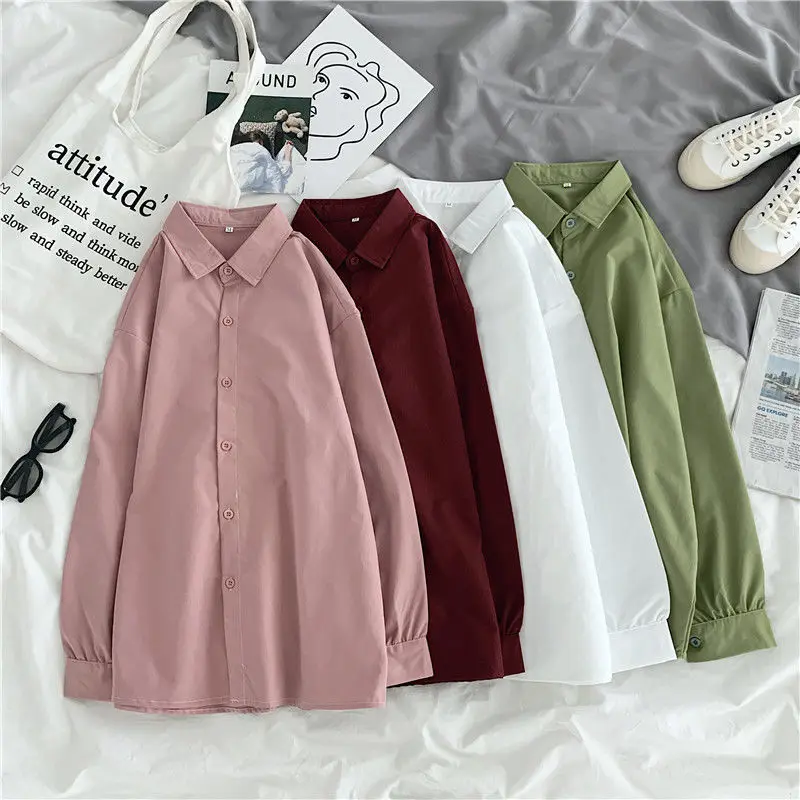 Женская рубашка блузка осенняя с длинным рукавом женская большого размера Белый