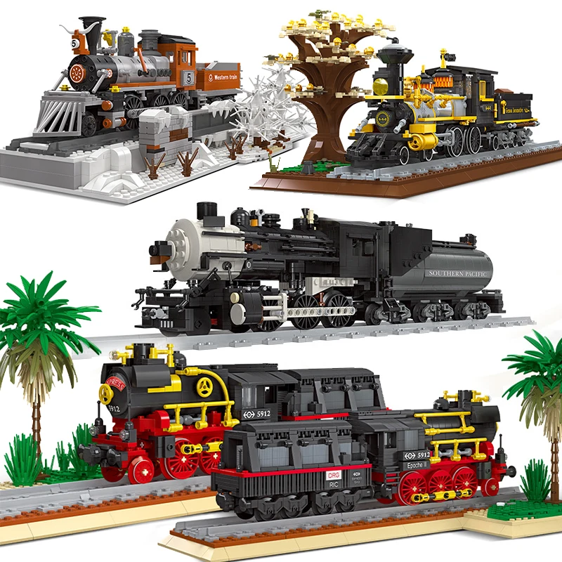 

2023 City Passenger Cargo Train Locomotive Carriage Track Wagon Rails Station Friends Building Block Bricks Railway Engine Toys