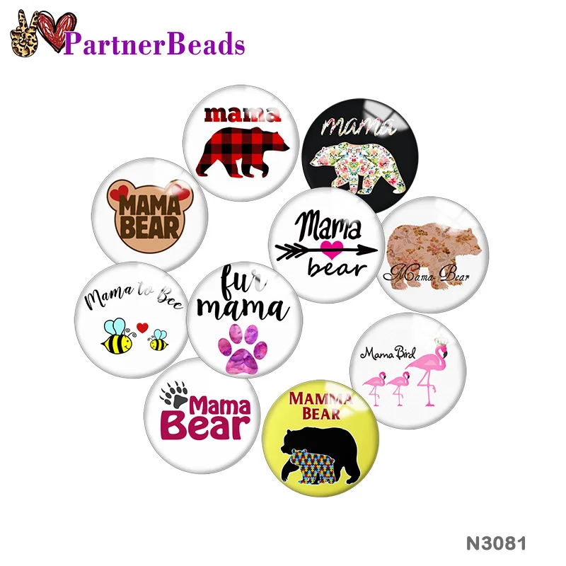 

Bear mama Image printing metal DIY snap button accessories Fit bag hat Clothes shoes N3081