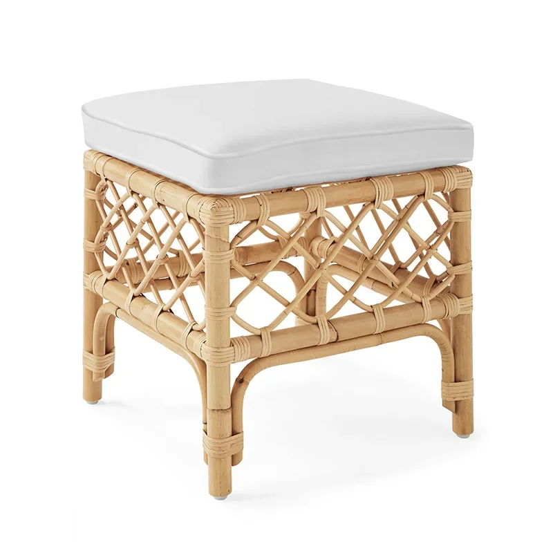 Табуретка из ротанга в стиле Ins мебель массива дерева для смены обуви скамейка