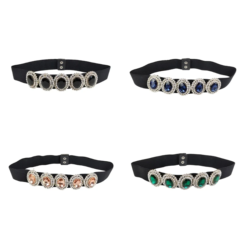 

Ladies Elegant Style Waist Belt Oval Buckle Stretchy Belt Universal Dress Women Summer Shirt Waist Belt