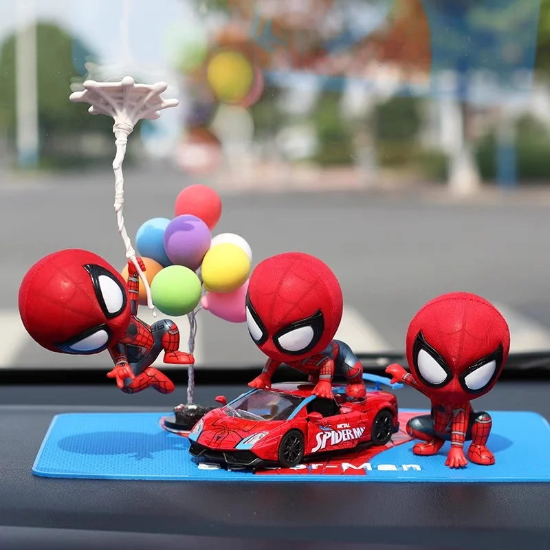 

Marvel Spiderman Action Figure Bobblehead Q Version Kawaii Desktop Ornaments Car Decor Wall Hanging Xmas Gifts Toy For Kids