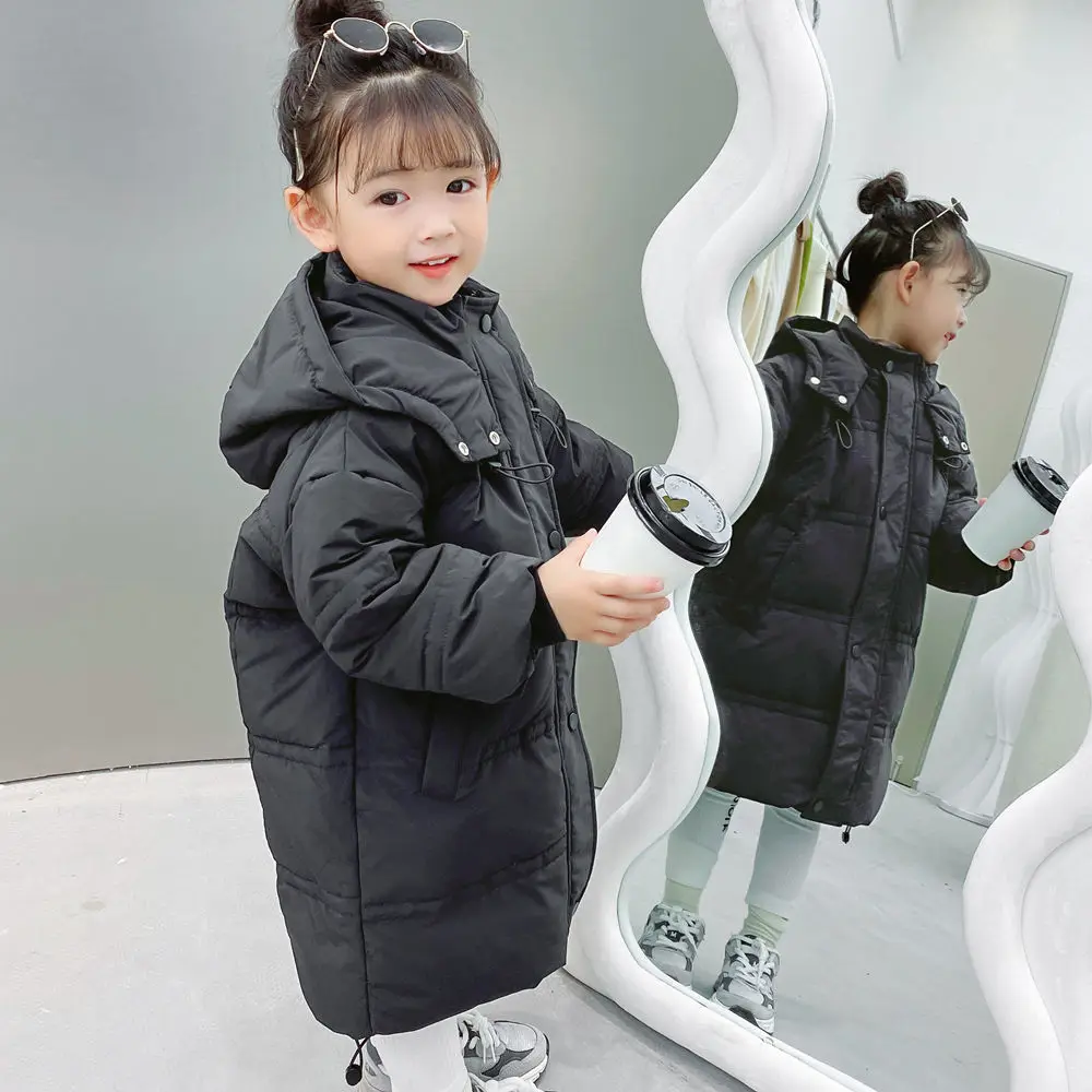 

2022 Boys Girls Cotton-padded Parka Coats Thicken Winter Girls Warmth Long Puffer Jackets Children Down Coats Kid for 3-14 Y W76
