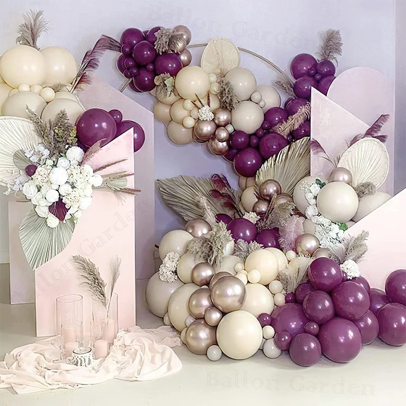 

122pcs Retro Grape Red Ivory Balloons Wedding 30th Birthday Party Girl Decoration Ballon Anniversaire Mariage Baby Shower Globos