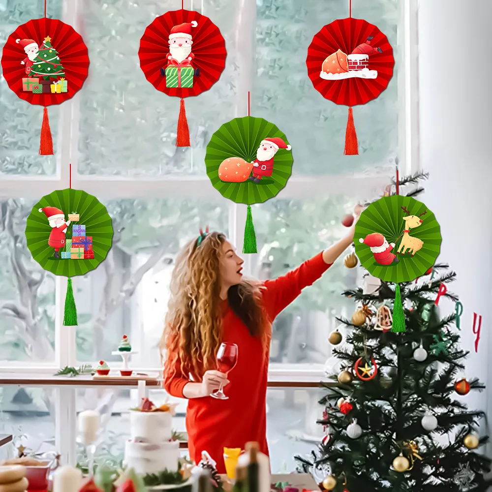 

Christmas Fan Drop Ornament Flag Banner Christmas Decor for Home 2022 Cristmas Drop Ornament Xmas Navidad Gift New Year 2023