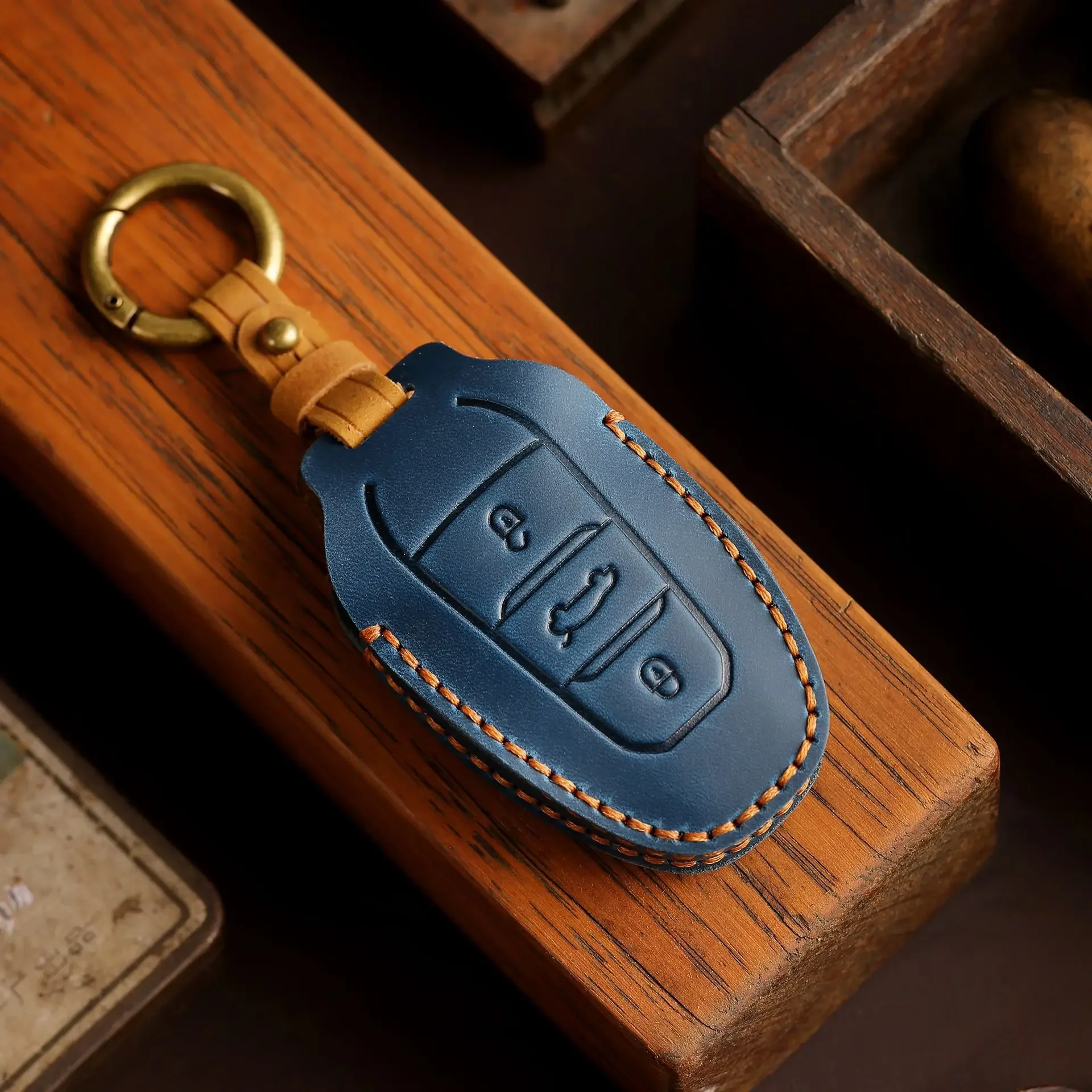 Кожаный чехол для автомобильного ключа держатель Peugeot 207 208 3008 206 308 508 2008 407 5008 Citroen C3