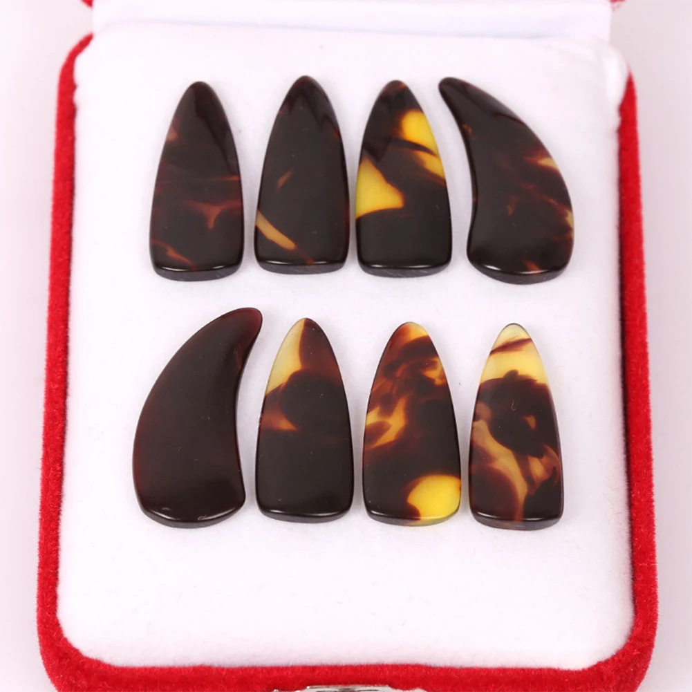 

8PCS/Set Gu Zheng Picks Celluloid Nails Finger Pick With Groove Arc String Instrument Accessories Small Medium Large Size