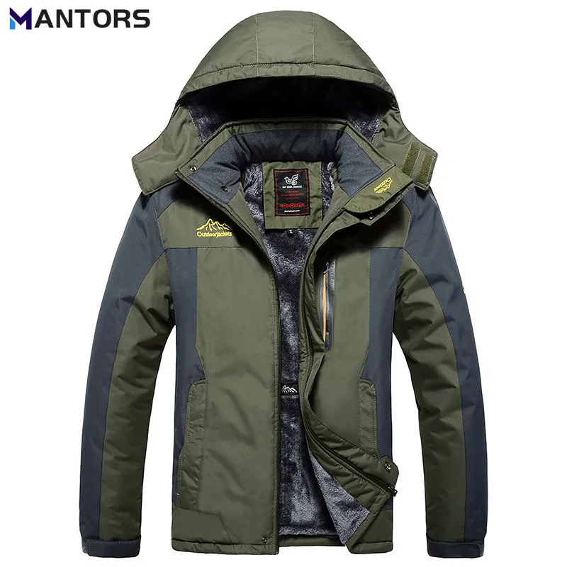 

MANTORS 2022 Winter New Warm Mens Fleece Parka Jacket Hooded Thicken Outdoor Coat Climbing Hiking Casual Clothing Large Size 9XL