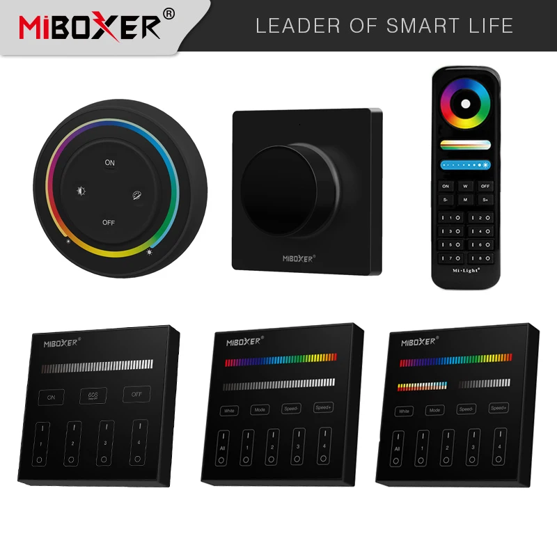 MiBOXER Black 2.4G Wireless RF Series Remote Control Touch Switch Panel RGBW RGB CCT Brightness Dimmer