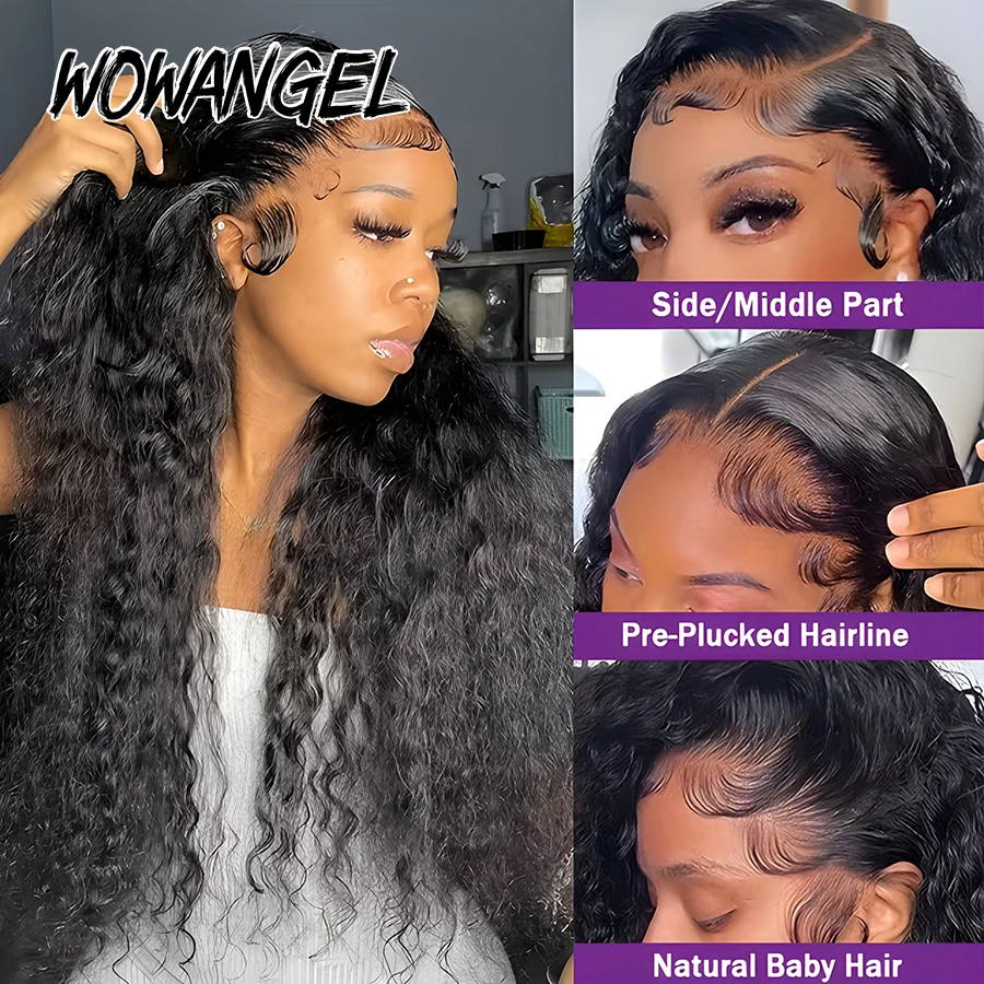 Фото WOWANGEL 13x6 HD Lace Front Wig Human Hair Deep Part Curly Human Hair Wigs PrePlucked Full Frontal Wigs For Women Brazilian Hair №3