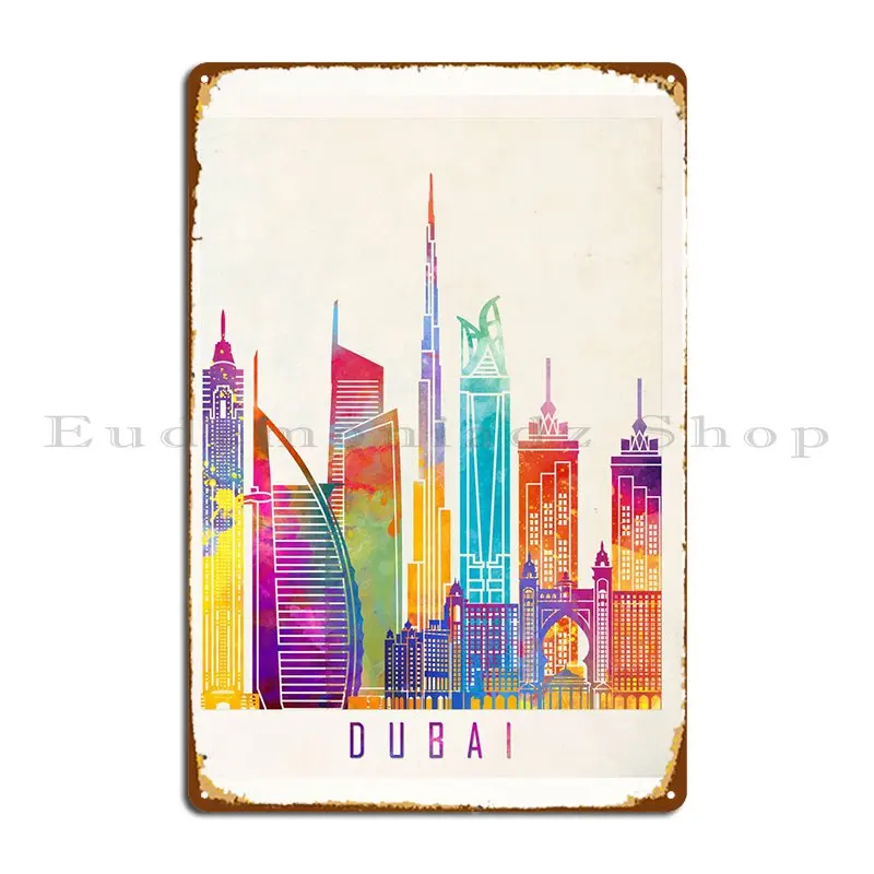 

Dubai Skyline Metal Plaque Poster Rusty Party Design Designs Cinema Tin Sign Poster