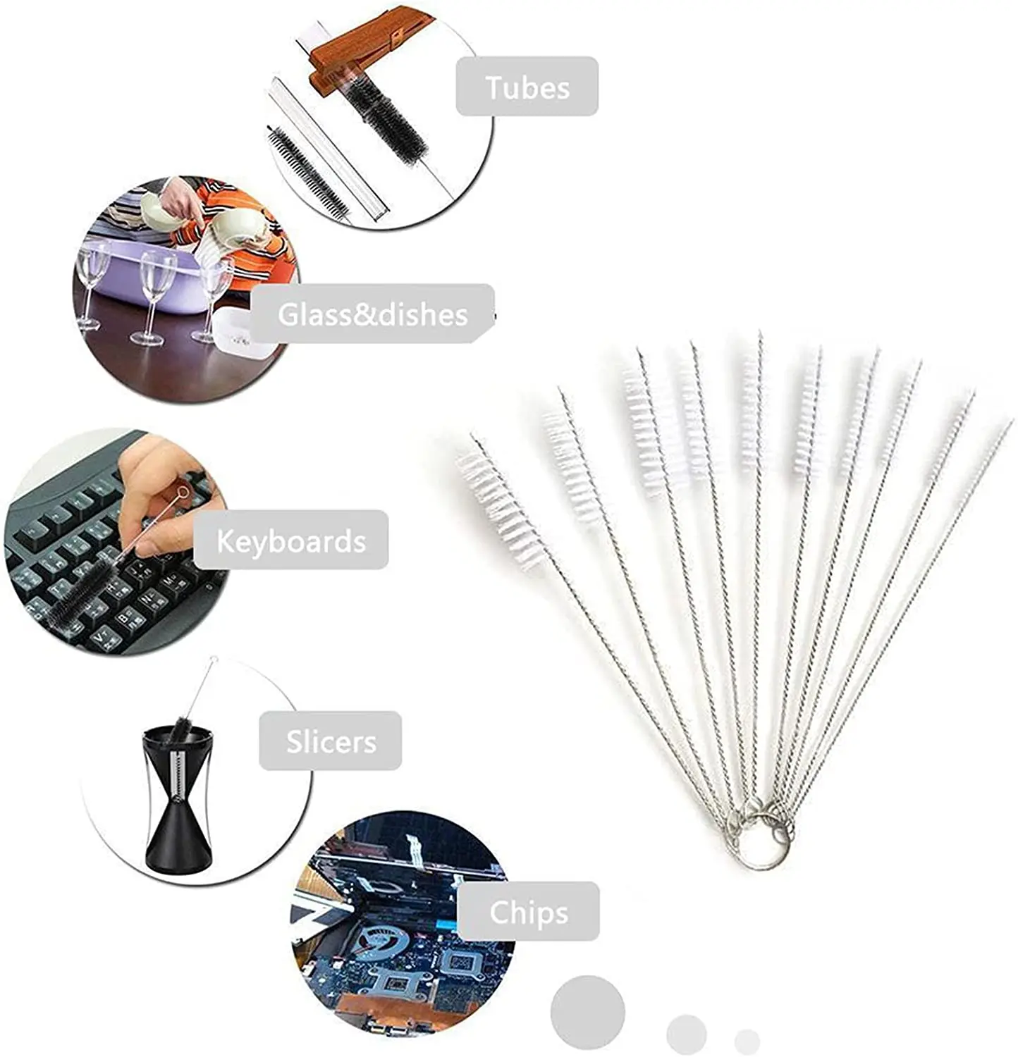 10pcs Pipe Tube Brush Cleaning Brushes Nylon Bristle Drinking Straws Cleaner for Washing Kettle Spout Teapot Nozzle |