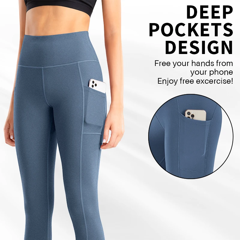 Fashion Spandex Yoga Pants Women High Waist Capris for Workout Fitness Running Naked Feeling Tights