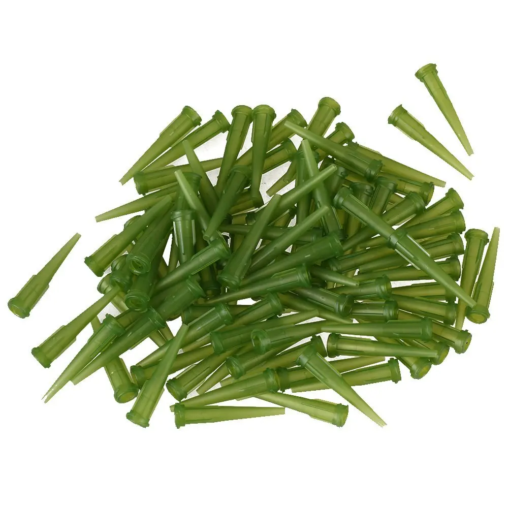 

Olive Green 14Ga TT Blunt Glue Liquid Dispenser Dispensing Needle Plastic Tapered Tips Pack of 100