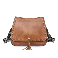 luxury pu leather bag brownwhiteblack ladies shoulder bags with leopard strap tassel crossbody guitar handbag purse domil103