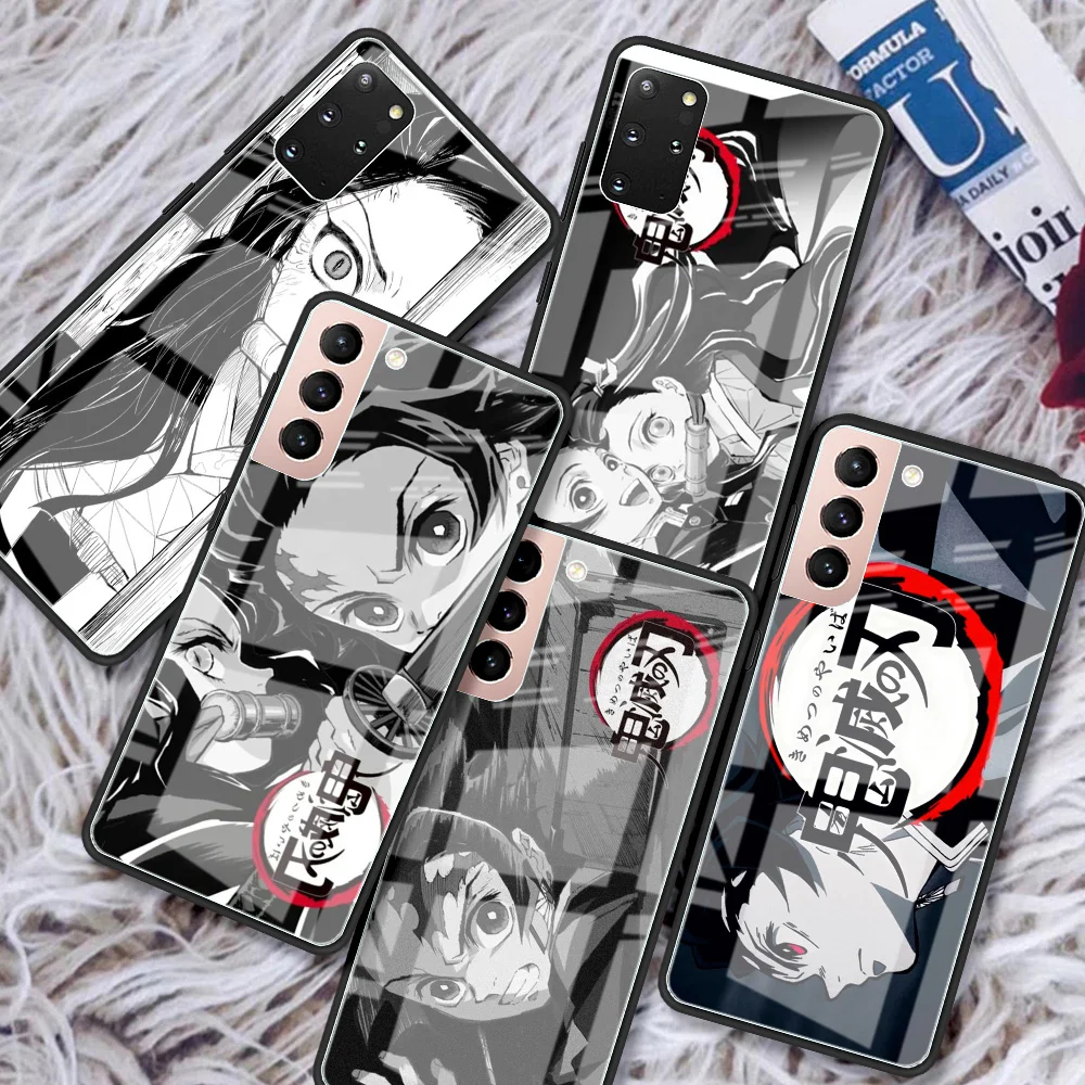 

Demon Slayer Cute Anime Glass Case For Samsung Galaxy S22 S20 FE S21 5G S10 S9 Plus Note 20 10 Lite Tempered Phone Cover
