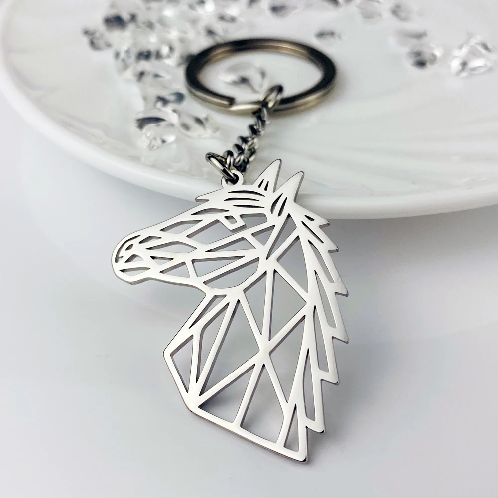 

Mens Womens Horse Unicorn Animal Pendant Car Keychain Keyring Stainless Steel Keychain Holder Pendant For Handbag Gift