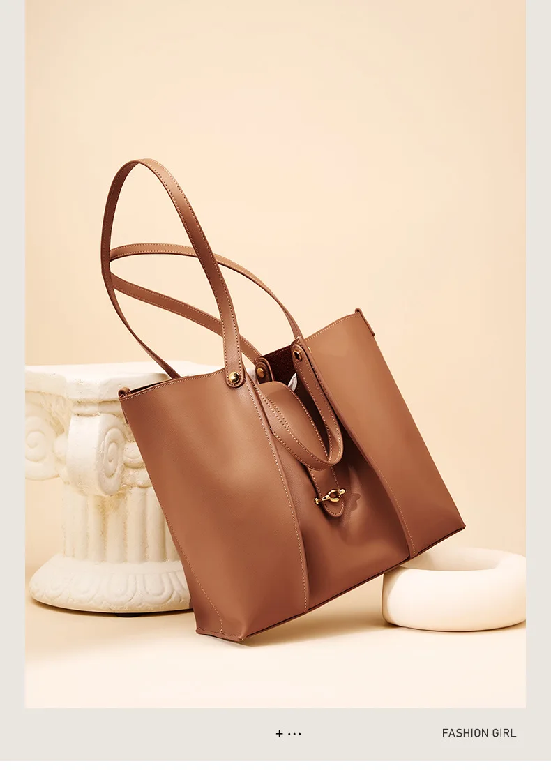 New Cowhide High Capacity Tote Cross Shoulder Women's Bag