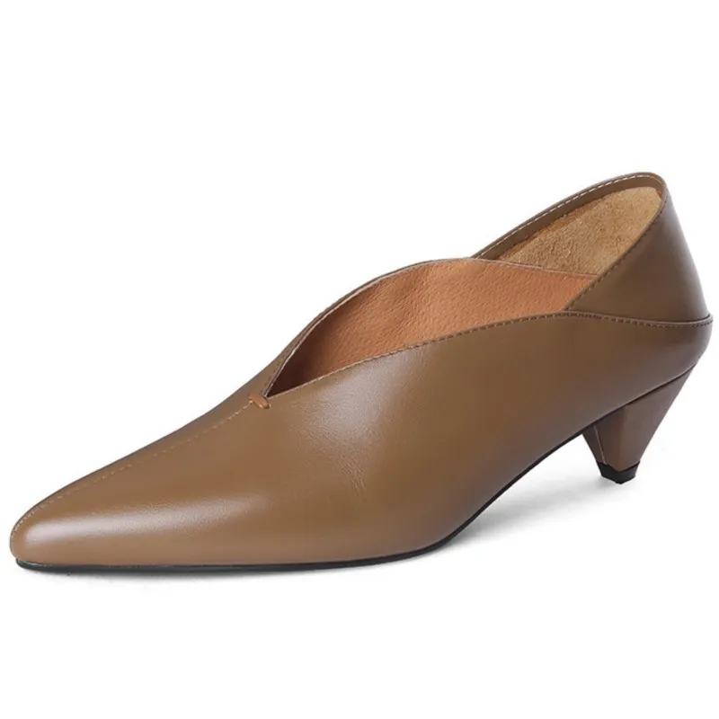 

Dilalula Mature Women Pumps Spring Summer Office Ladies Party Wedding Spike Heels Pointed Toe Genuine Leather Shoes Woman